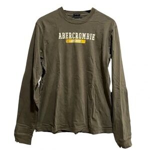 Abercrombie & Fitch Men's‎ Olive Green Long Sleeve Muscle Fit Logo Shirt Size L